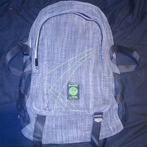 Dime Bags gray hemp backpack.